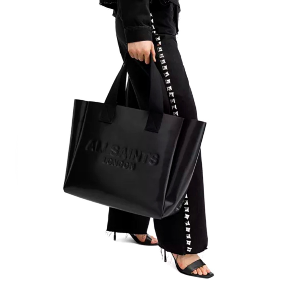 AllSaints Izzy Embossed Logo Leather Tote Bag NWOT